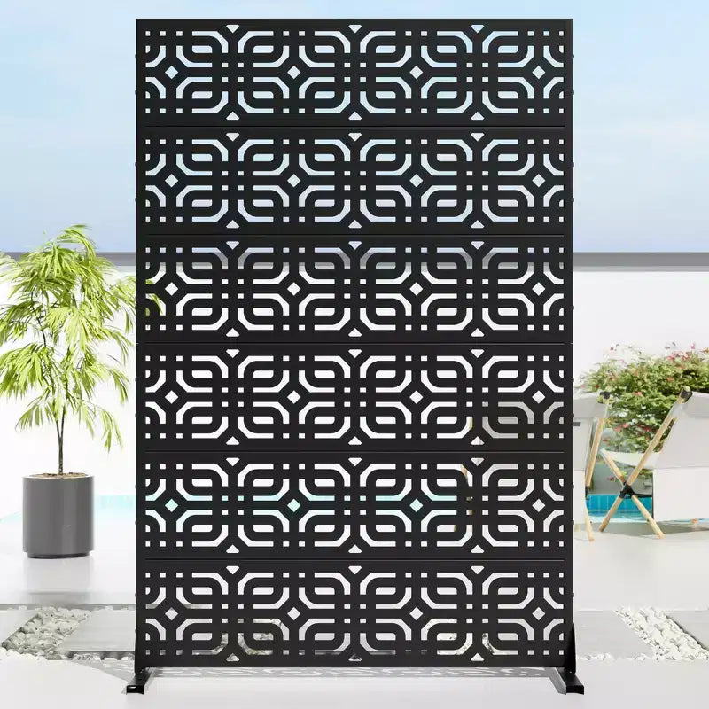 72 H47W Dovelina Black Metal Planter Box with Trellis Privacy Screen for Caf Patio,Garden & Balconies