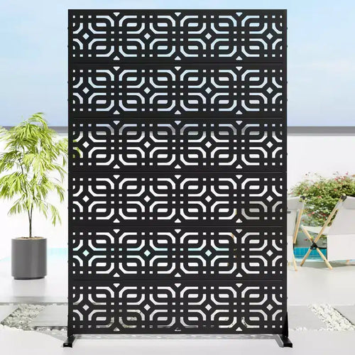 72 H47W Dovelina Black Metal Planter Box with Trellis Privacy Screen for Caf Patio,Garden & Balconies