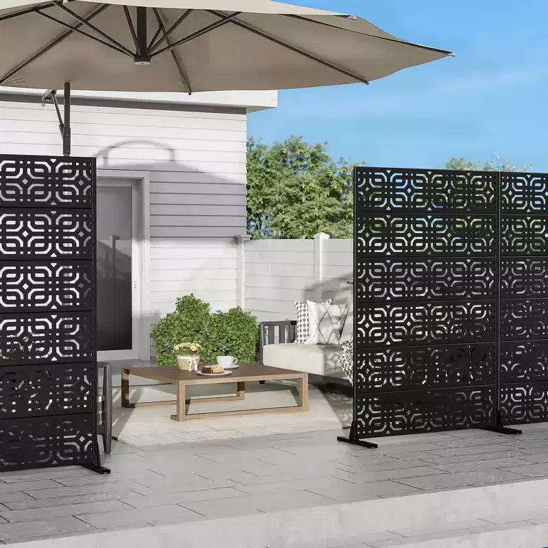 72 H47W Dovelina Black Metal Planter Box with Trellis Privacy Screen for Caf Patio,Garden & Balconies