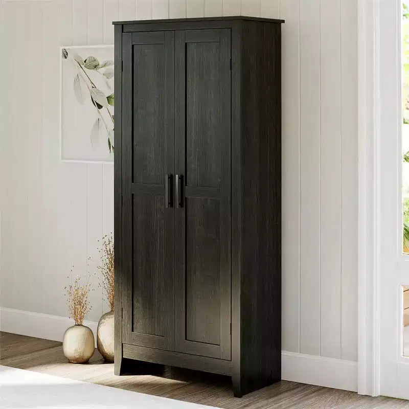 RealRooms Ashford Farmhouse Storage Cabinet with 4 Shelves and 2 Shaker Style Doors
