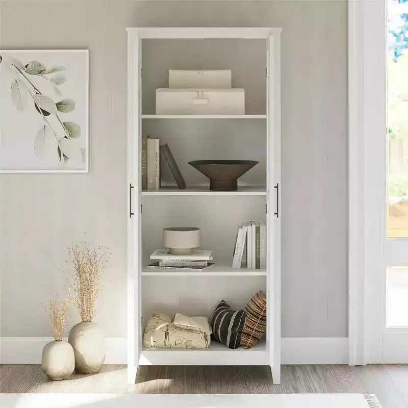 RealRooms Ashford Farmhouse Storage Cabinet with 4 Shelves and 2 Shaker Style Doors