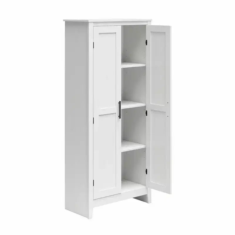 RealRooms Ashford Farmhouse Storage Cabinet with 4 Shelves and 2 Shaker Style Doors