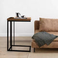 eHemco Slide Under Sofa C Shaped Side Table with Coffee Top for Living Room