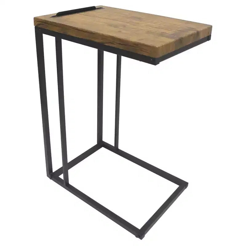eHemco Slide Under Sofa C Shaped Side Table with Coffee Top for Living Room