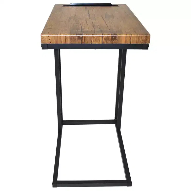 eHemco Slide Under Sofa C Shaped Side Table with Coffee Top for Living Room