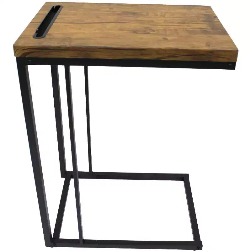 eHemco Slide Under Sofa C Shaped Side Table with Coffee Top for Living Room
