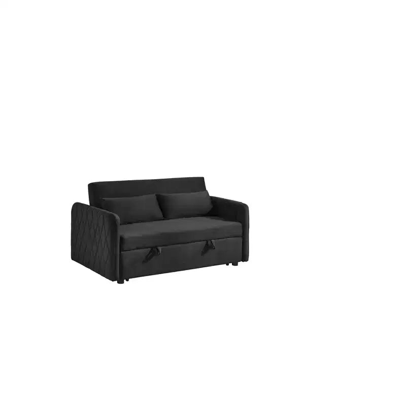 55.5 Modern Pull-Out Sleep Sofa - 2-Seater Loveseat with Lumbar Pillows & Side Pockets