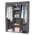 Neat Living Portable Wardrobe Closet Organizer with Cover, Shelves, and Rods for Clothes, Gray  Vertical Hanging Clothing Rack for Coats and Shoes