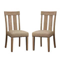 Simple Relax Set of 2 Fabric and Wood Side Chairs with Nailhead Trim Design in Maple