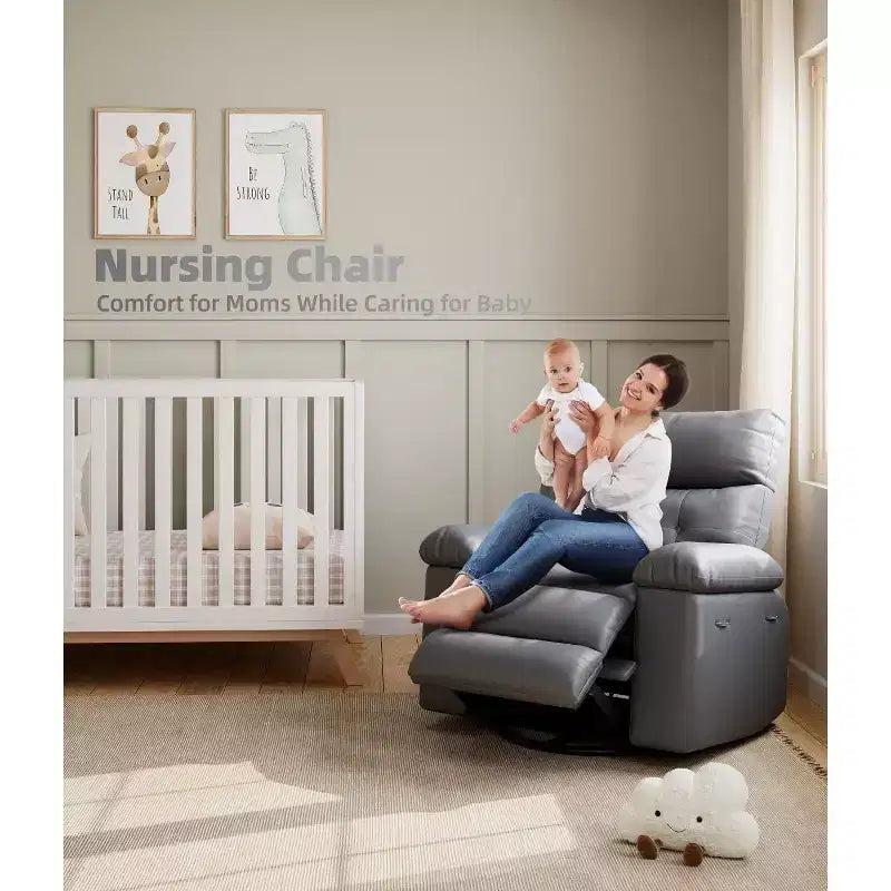 27 Oversized Recliner with Heat & Massage  360 Swivel & Manual Rocking, Remote Control for Living Room, Bedroom