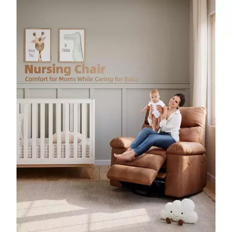 27 Oversized Recliner with Heat & Massage  360 Swivel & Manual Rocking, Remote Control for Living Room, Bedroom
