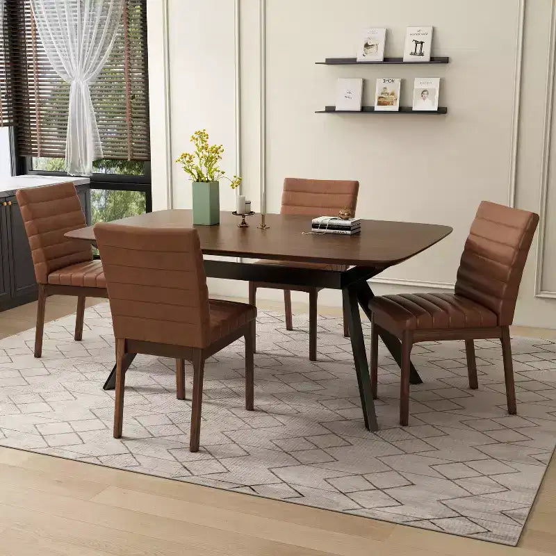 Christopher Knight Home Latisha 5 Piece Mid-Century Modern Rubberwood Upholstered Dining Set