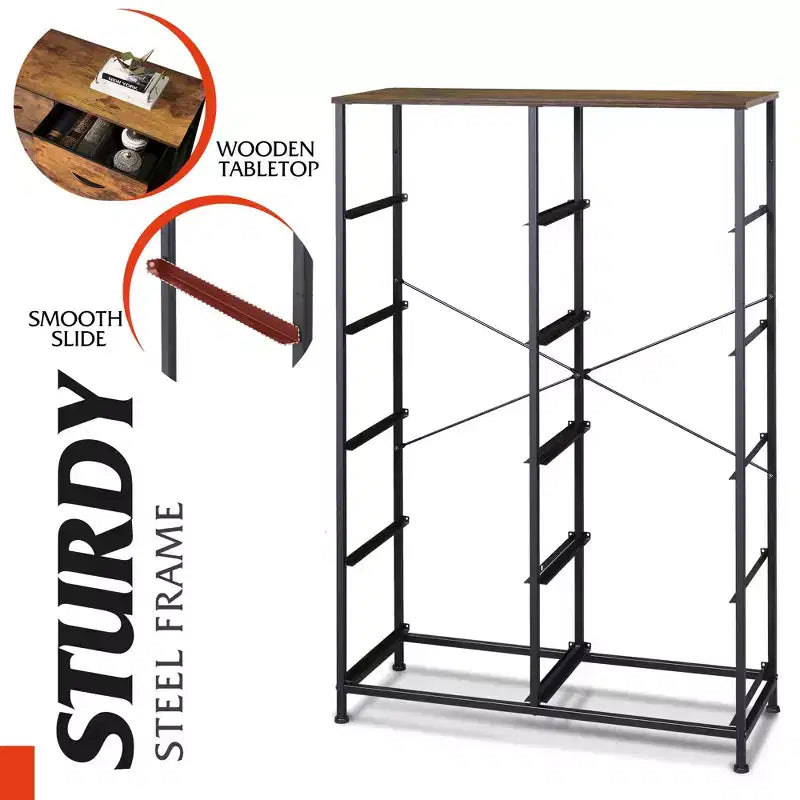 Tall Dresser with 10 Fabric Drawers, Storage Tower with Cabinet, Metal Frame, Organizer Units for Closet