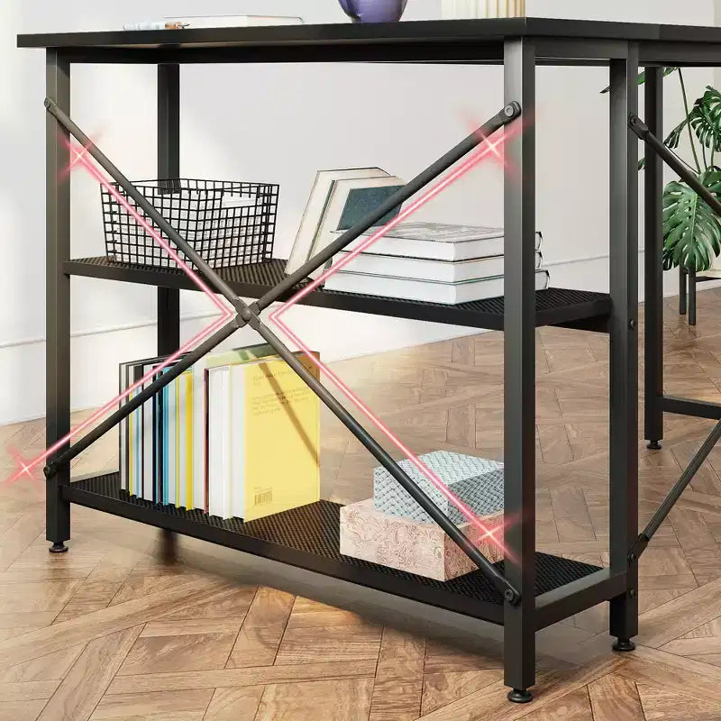 Bestier Small L Shaped Computer Desk with Storage Shelves, 47 Inch Corner Work Desk Writing Study Table Home Office Workstation for Small Space