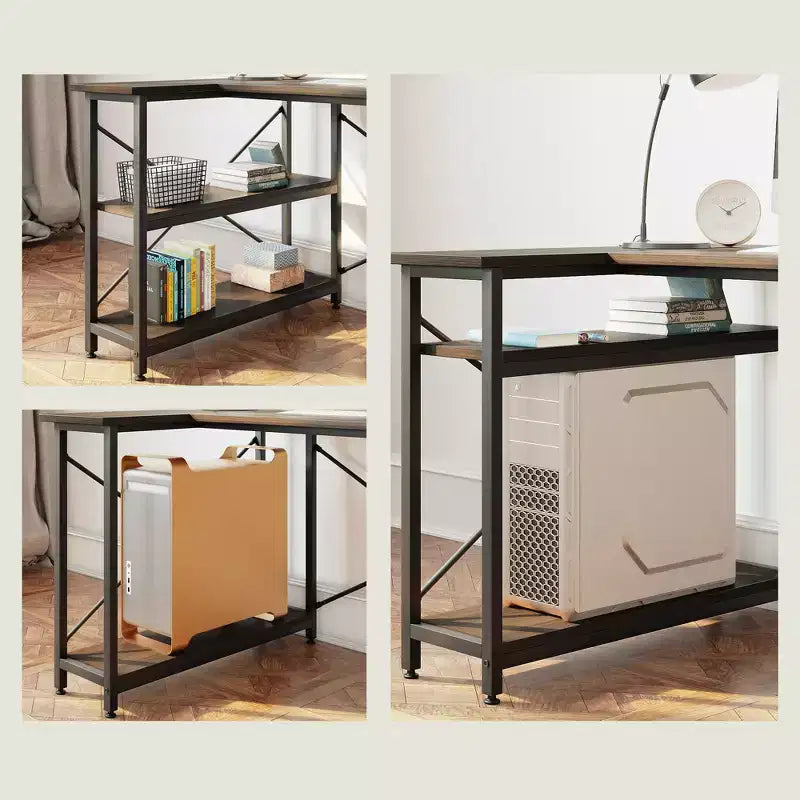 Bestier Small L Shaped Computer Desk with Storage Shelves, 47 Inch Corner Work Desk Writing Study Table Home Office Workstation for Small Space
