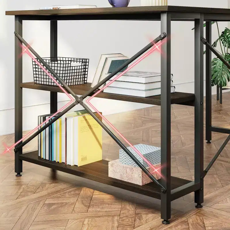 Bestier Small L Shaped Computer Desk with Storage Shelves, 47 Inch Corner Work Desk Writing Study Table Home Office Workstation for Small Space