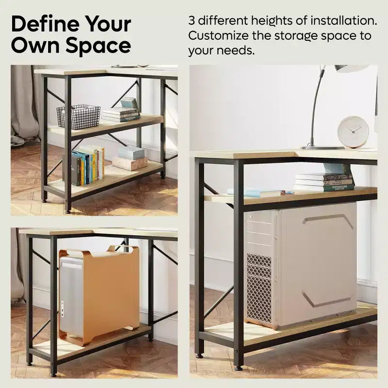 Bestier Small L Shaped Computer Desk with Storage Shelves, 47 Inch Corner Work Desk Writing Study Table Home Office Workstation for Small Space