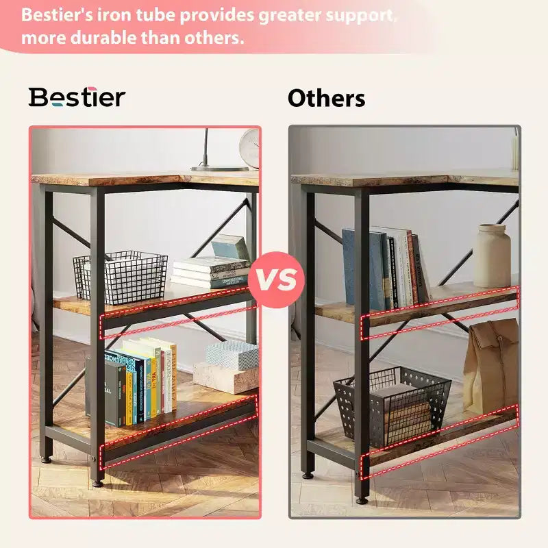 Bestier Small L Shaped Computer Desk with Storage Shelves, 47 Inch Corner Work Desk Writing Study Table Home Office Workstation for Small Space