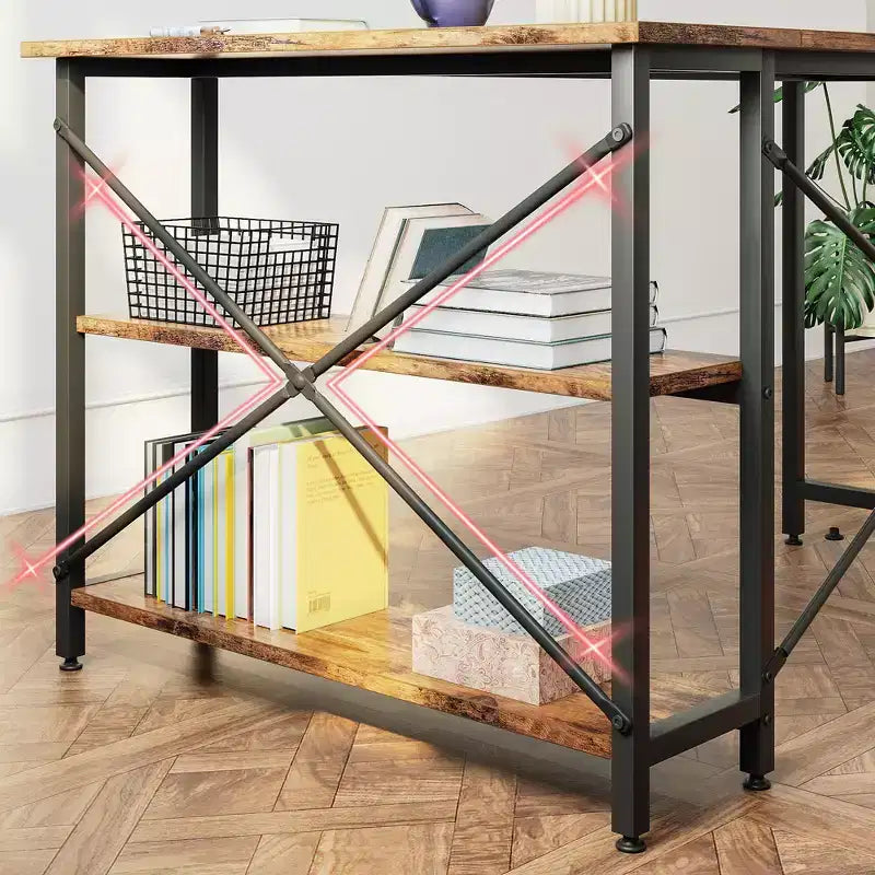 Bestier Small L Shaped Computer Desk with Storage Shelves, 47 Inch Corner Work Desk Writing Study Table Home Office Workstation for Small Space
