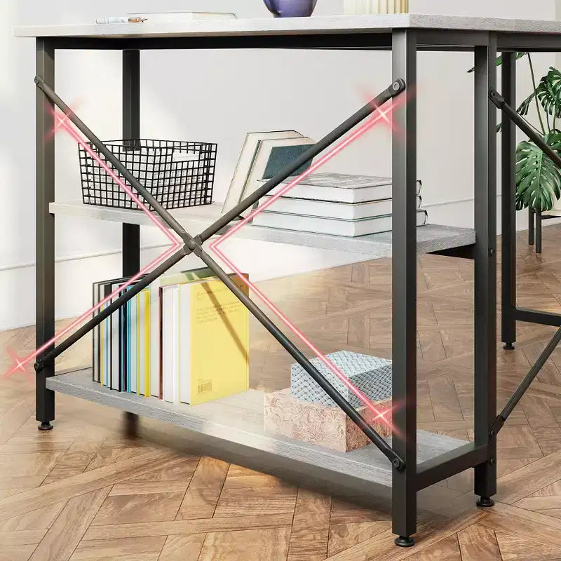 Bestier Small L Shaped Computer Desk with Storage Shelves, 47 Inch Corner Work Desk Writing Study Table Home Office Workstation for Small Space