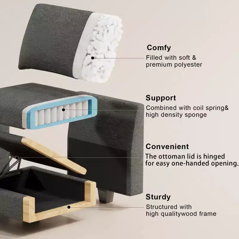 Belffin Chenille Corner Seat for Modular Couch. Sectional Sofa Module
