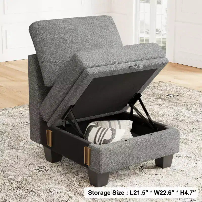 Belffin 22.8 Single Seat Module - Compact Chenille Sofa with Hidden Storage & Tool-Free Assembly