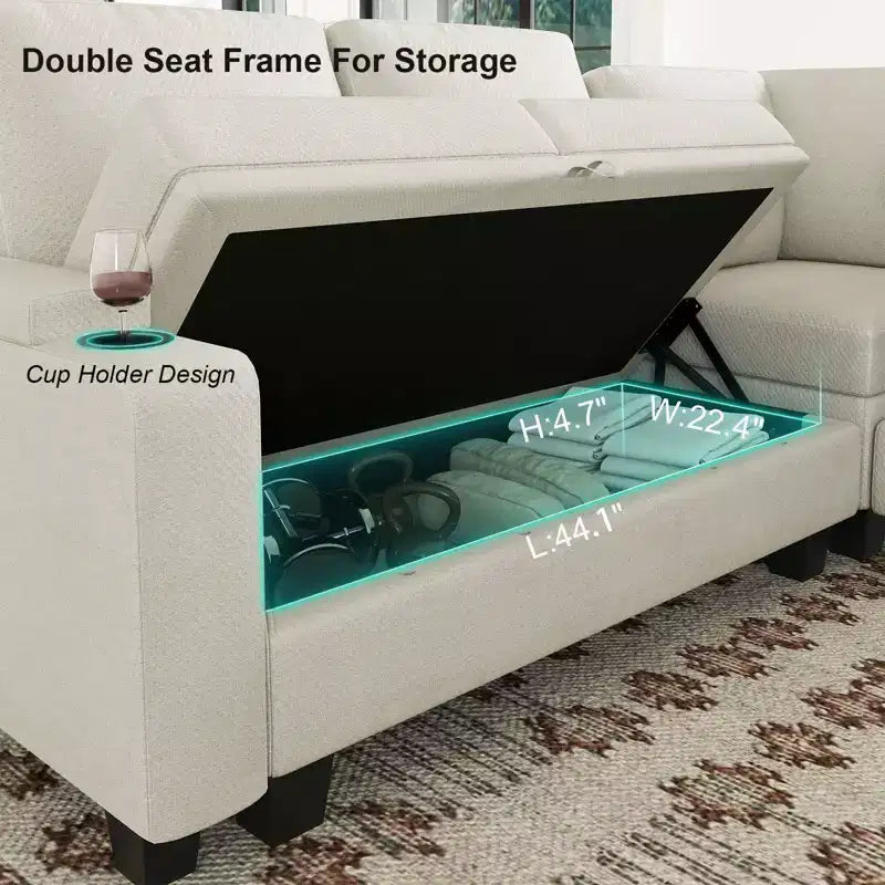 Belffin 22.8 Single Seat Module - Compact Chenille Sofa with Hidden Storage & Tool-Free Assembly