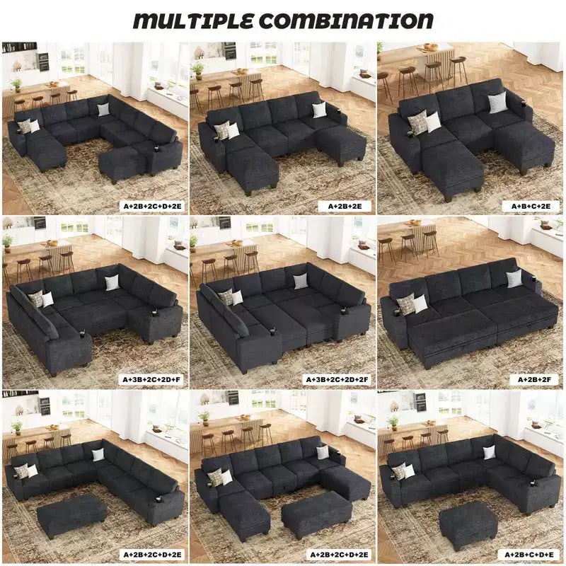 Belffin 22.8 Single Seat Module - Compact Chenille Sofa with Hidden Storage & Tool-Free Assembly