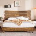 AMERLIFE Solid Wood Bed Frame with Headboard, No Box Spring Needed, Easy Assembly