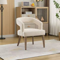 25.79W Modern Open Back Upholstered Accent Chair Barrel Chair with Weathered Solid Wood Legs, Dining Chair - ModernLuxe