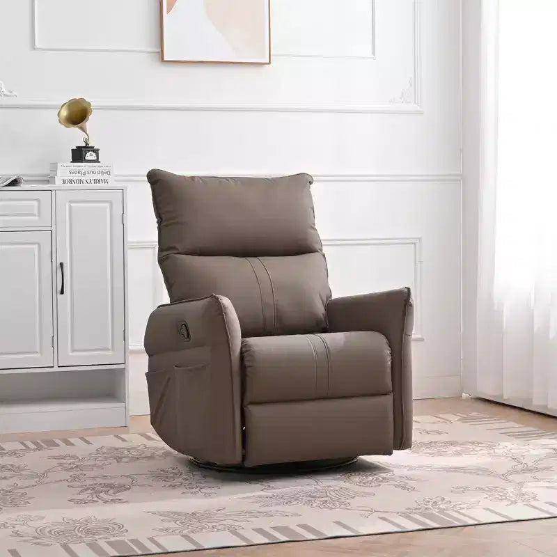 Okak Rocking Recliner Chair with Side Pocket 360 Swivel Nursery Accent Chair Small Glider Chair for Living Room Bedroom Home Theater
