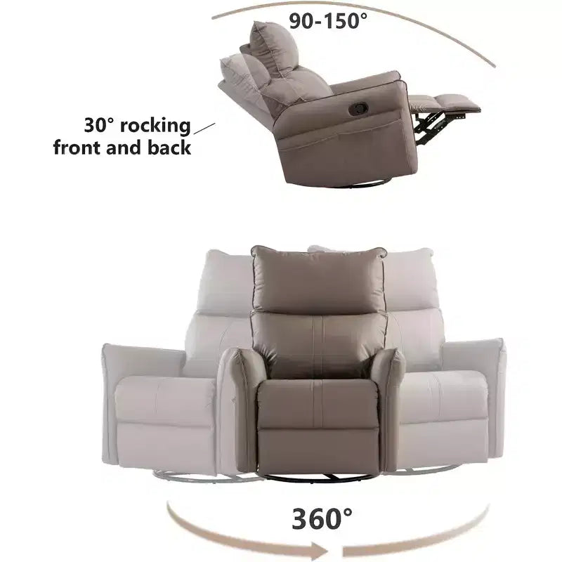Okak Rocking Recliner Chair with Side Pocket 360 Swivel Nursery Accent Chair Small Glider Chair for Living Room Bedroom Home Theater
