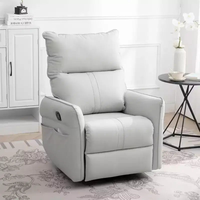 Okak Rocking Recliner Chair with Side Pocket 360 Swivel Nursery Accent Chair Small Glider Chair for Living Room Bedroom Home Theater