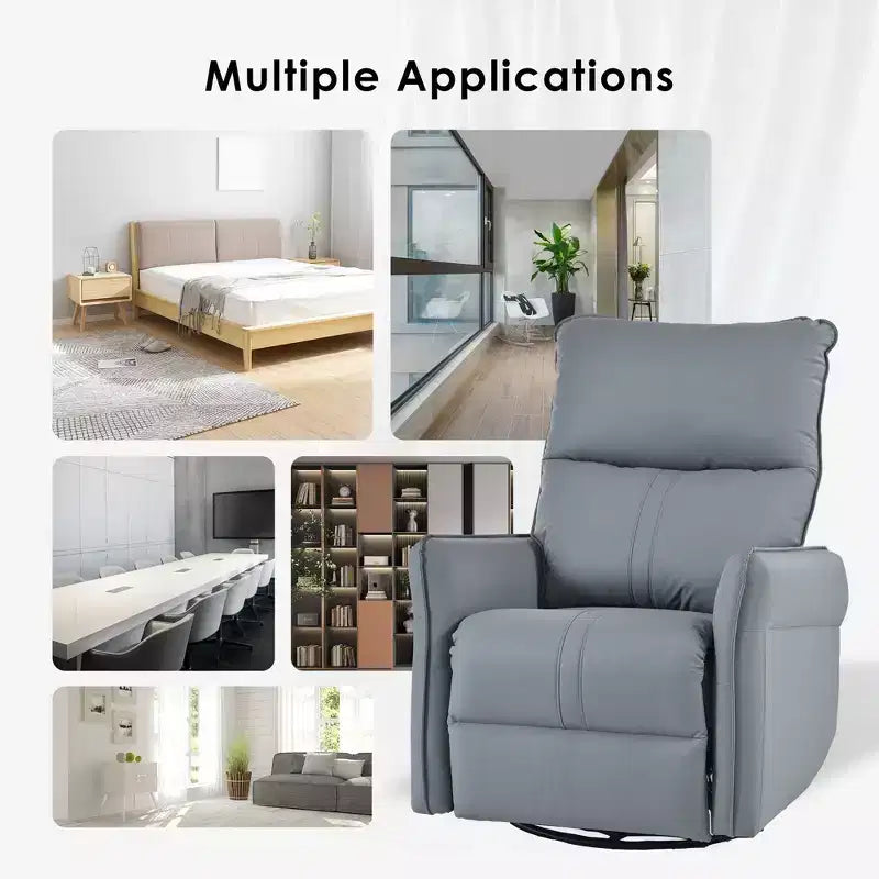 Okak Rocking Recliner Chair with Side Pocket 360 Swivel Nursery Accent Chair Small Glider Chair for Living Room Bedroom Home Theater