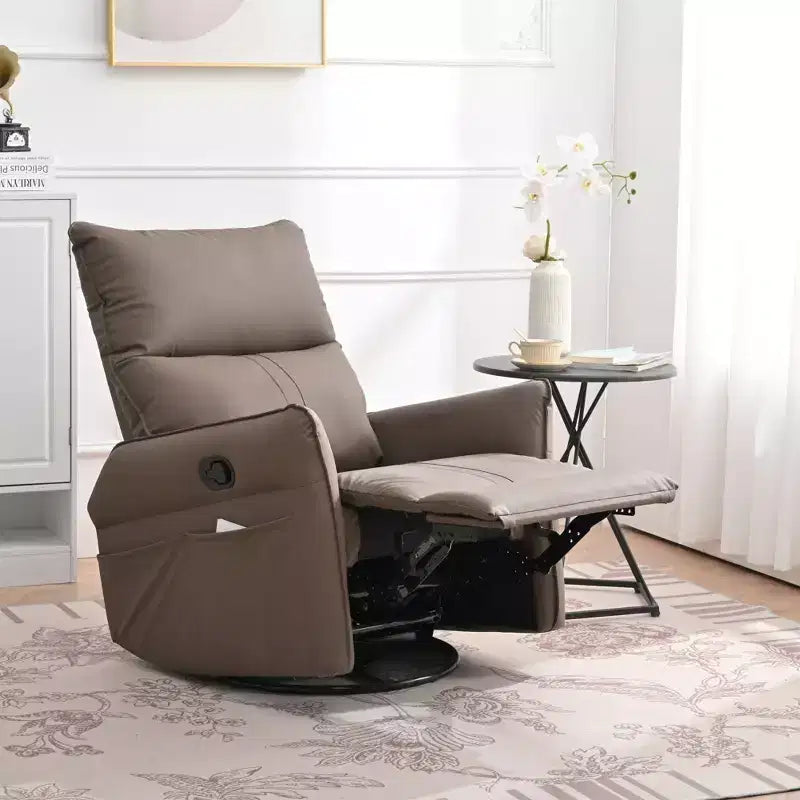 Okak Rocking Recliner Chair with Side Pocket 360 Swivel Nursery Accent Chair Small Glider Chair for Living Room Bedroom Home Theater