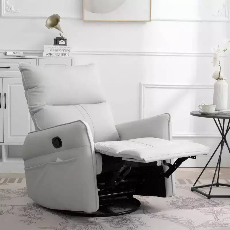 Okak Rocking Recliner Chair with Side Pocket 360 Swivel Nursery Accent Chair Small Glider Chair for Living Room Bedroom Home Theater