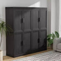 62 High Black Wood Grain Decorative Storage Cabinet with Sufficient Space for 12 Shelves