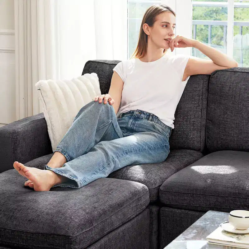 Belffin Chenille Middle Seat - Modular Storage Module with Skin-Friendly Fabric & Natural Hues