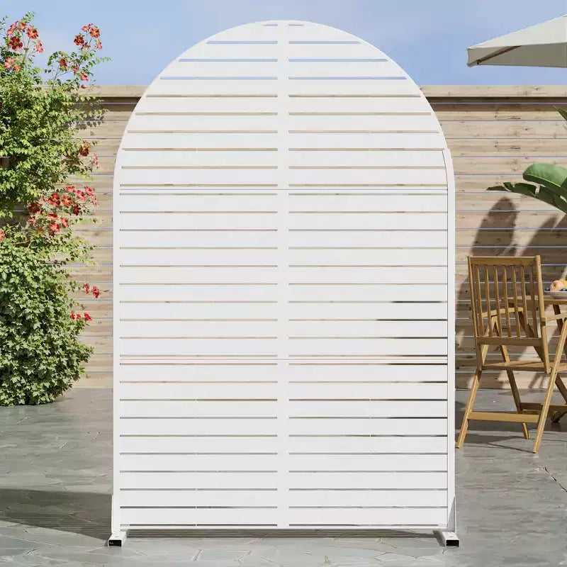 72 H47W Dovelina Arched-Top Brown Outdoor Metal Galvanized Privacy Screen Garden Fence