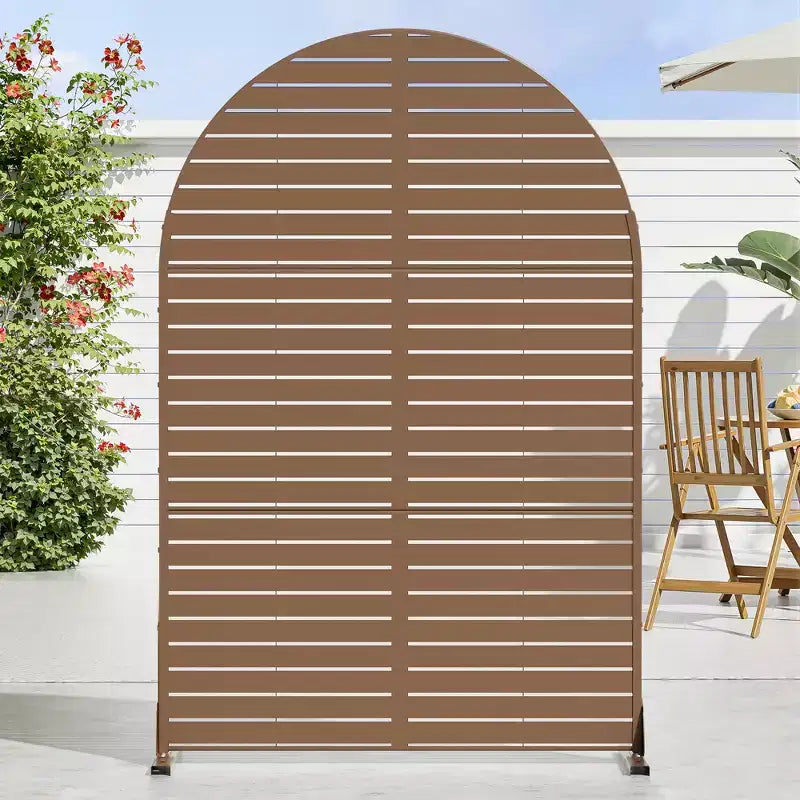 72 H47W Dovelina Arched-Top Brown Outdoor Metal Galvanized Privacy Screen Garden Fence