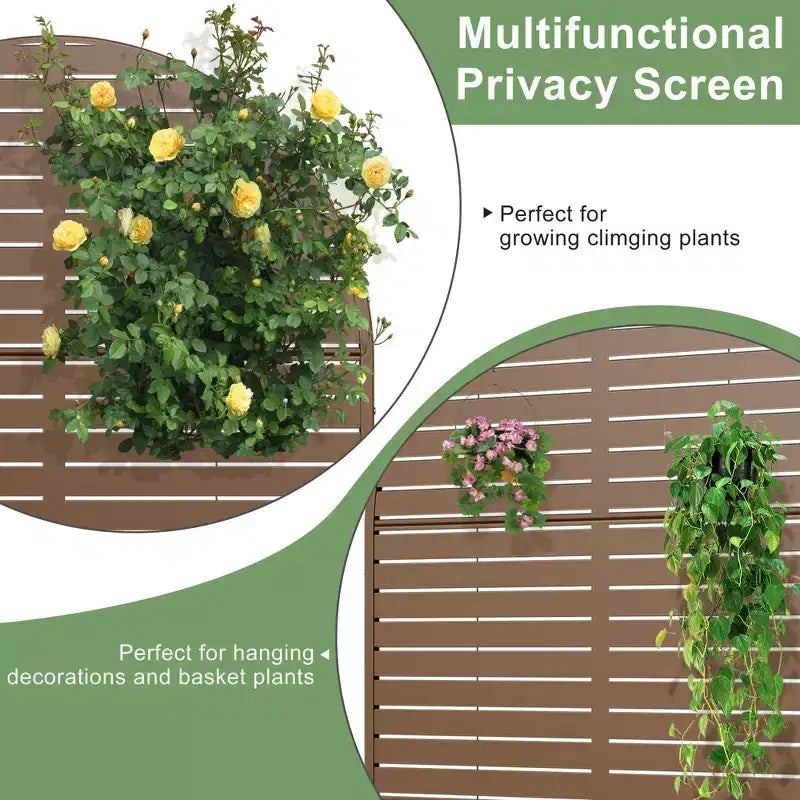 72 H47W Dovelina Arched-Top Brown Outdoor Metal Galvanized Privacy Screen Garden Fence
