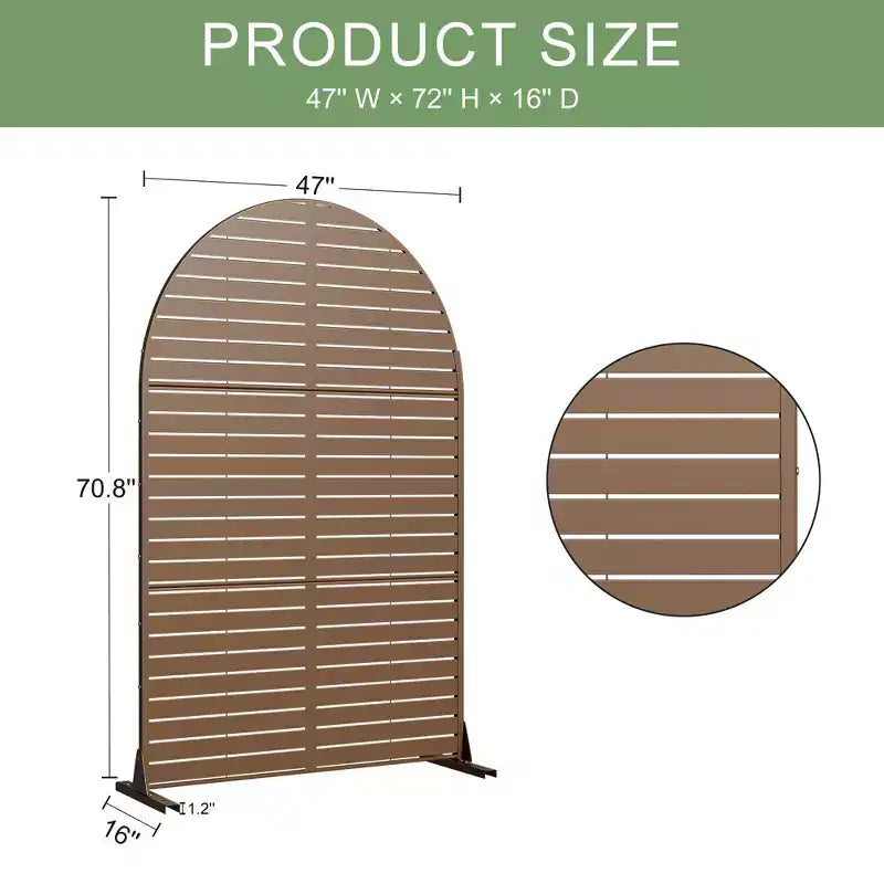 72 H47W Dovelina Arched-Top Brown Outdoor Metal Galvanized Privacy Screen Garden Fence