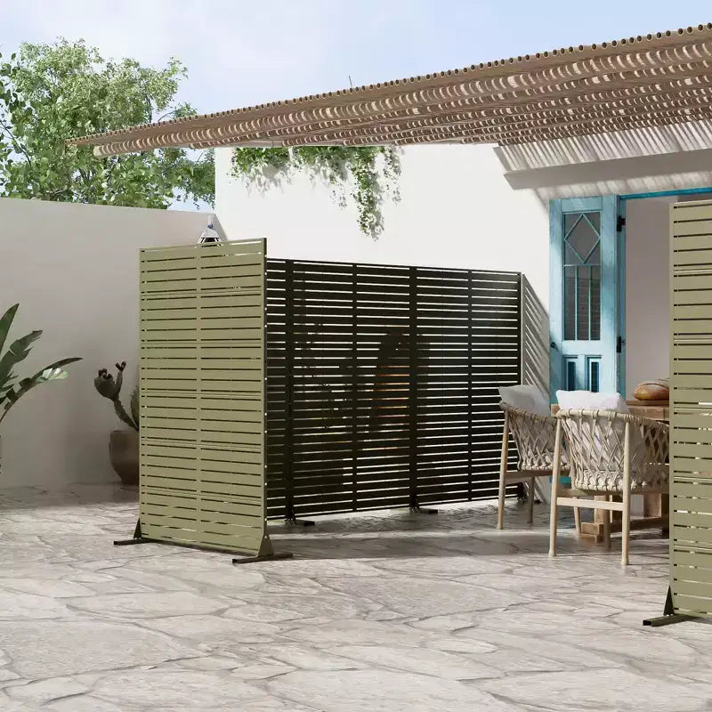 72 H47W Dovelina Arched-Top Brown Outdoor Metal Galvanized Privacy Screen Garden Fence