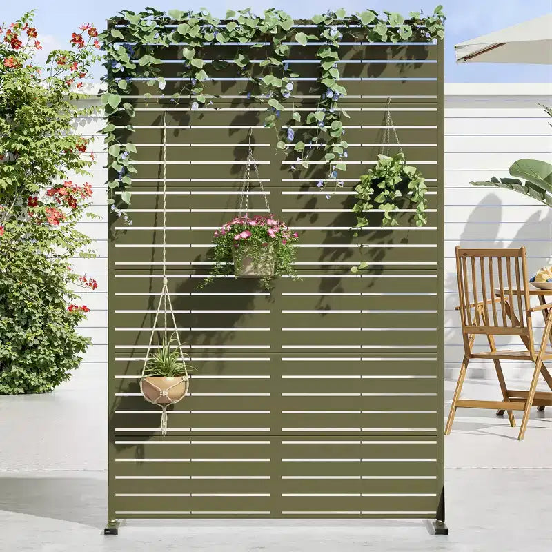 72 H47W Dovelina Arched-Top Brown Outdoor Metal Galvanized Privacy Screen Garden Fence