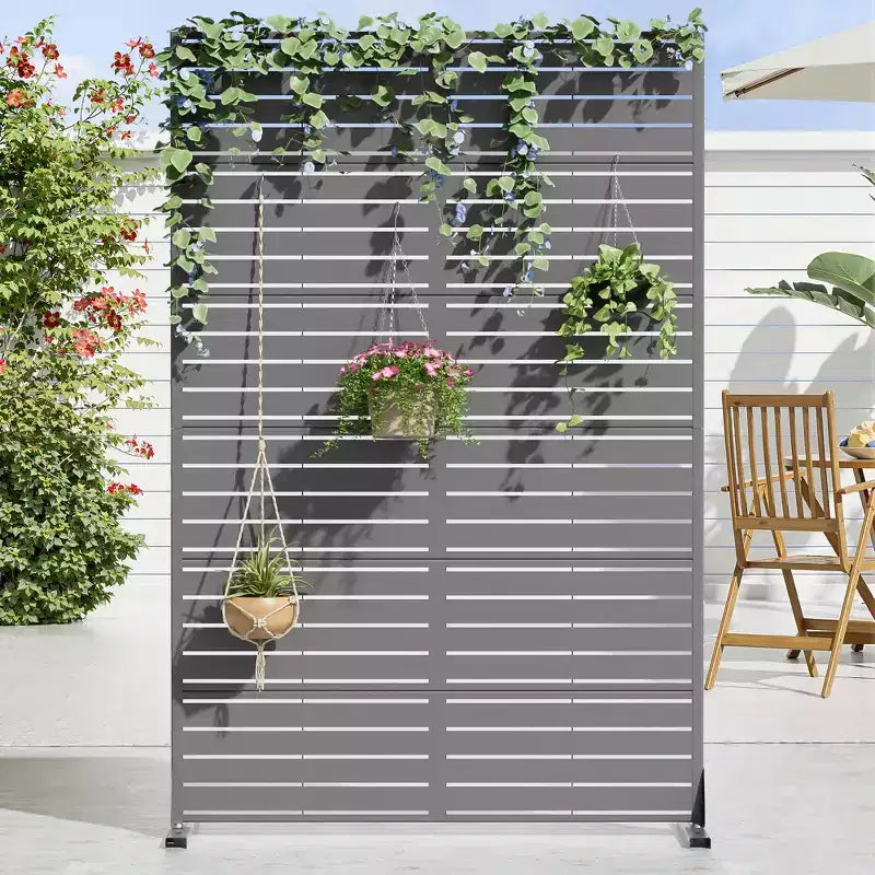 72 H47W Dovelina Arched-Top Brown Outdoor Metal Galvanized Privacy Screen Garden Fence
