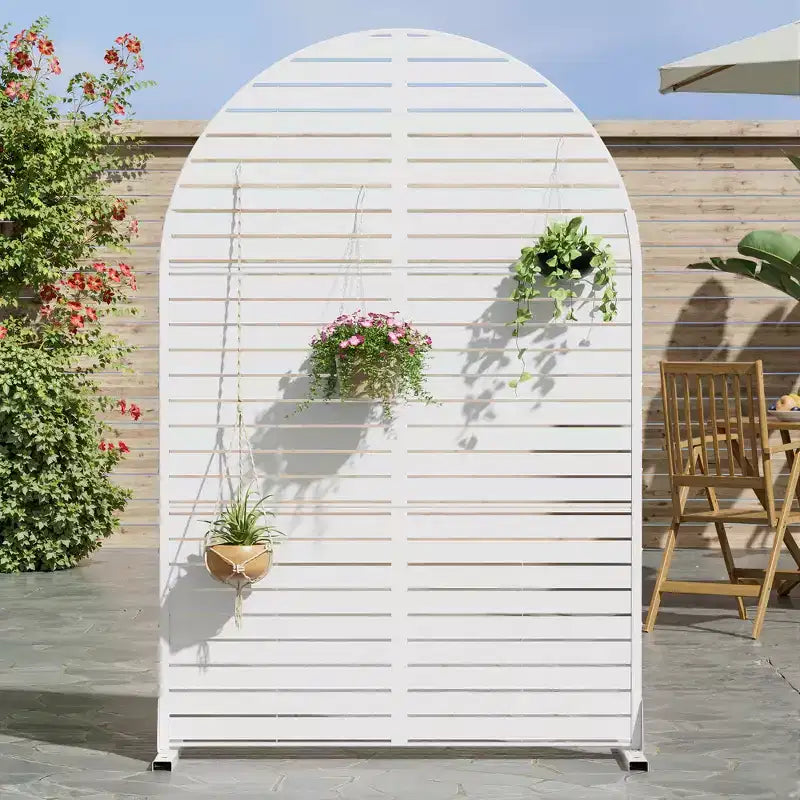 72 H47W Dovelina Arched-Top Brown Outdoor Metal Galvanized Privacy Screen Garden Fence