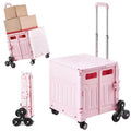 VEVOR Foldable Utility Cart, 65L Collapsible Portable Crate Rolling Cart with Stair Climbing Wheels & 360 Swivel Wheels, Hand Cart