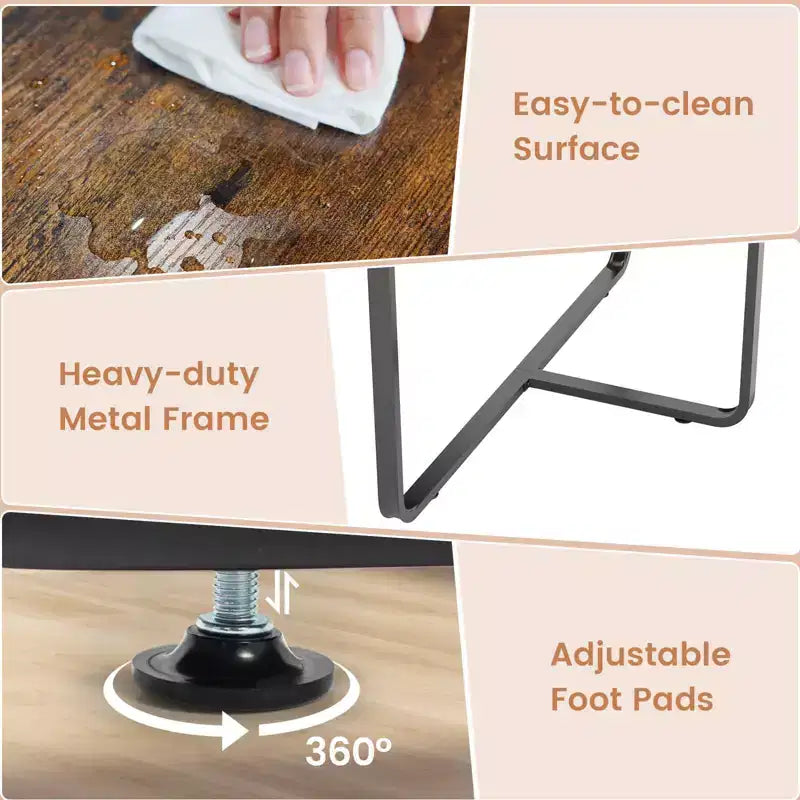 Costway 95 Conference Table for 10-12 People 2 Cable Management Grommets for Office Brown