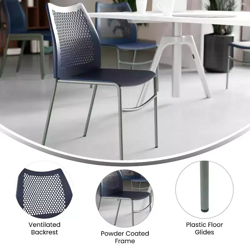 Flash Furniture HERCULES Stackable Chair with Air-Vent Back and Powder Coated Metal Base
