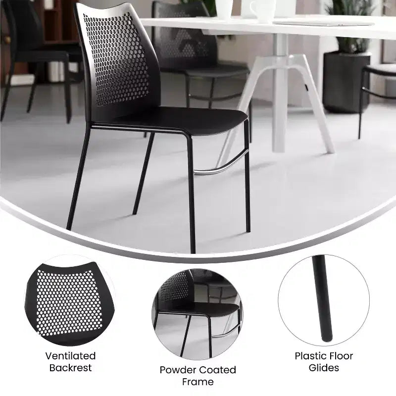 Flash Furniture HERCULES Stackable Chair with Air-Vent Back and Powder Coated Metal Base